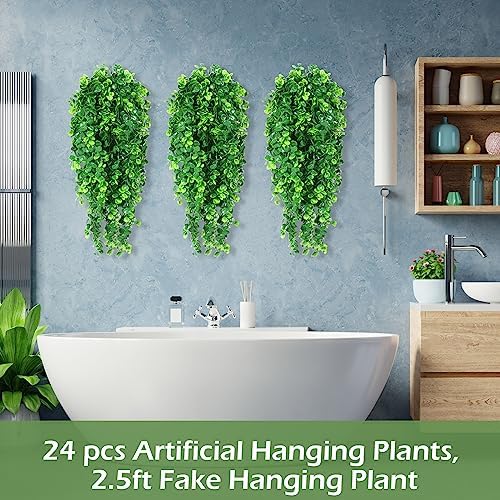 Hoteam 24 Pcs Artificial Hanging Greenery Plants, Eucalyptus - Image 3