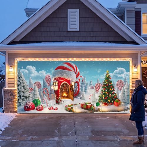 WovWeave Christmas Candy House Garage Door Cover Banner, 7 x 16 ft - Image 5