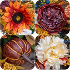 Artificial Harvest Fall Wreaths for Front Door 24 Inch Autumn Wreath - Image 3