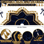 Roowest 48 Inch Navy Blue Christmas Tree Skirt Velvet, Octagon - Image 3