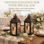 TRIROCKS Set of 2 Vintage Hanging Lantern - 13.5'' Decorative Metal & Tempered Glass Candle Holder - Ideal for Indoor/Outdoor Events, Patio, Garden, Parties Black & Gold Brush Finish - Image 5