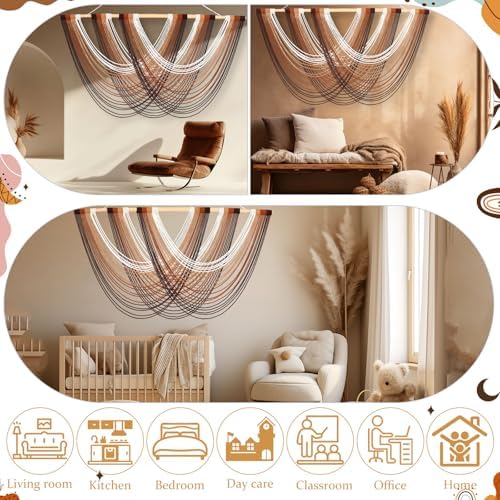 Tiamon Boho Wall Decor - 59''W x 35.4'' L Macrame Wall Hanging Dip-Dye Large Tapestry Art for Home Bathroom Farmhouse Bedroom Living Room Office Natural Modern Rustic Decoration - Image 4