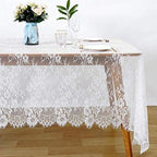 LuoluoHouse 2 Pack 60 x 120 Inch White Lace Rustic Table Cloths Vintage - Image 4