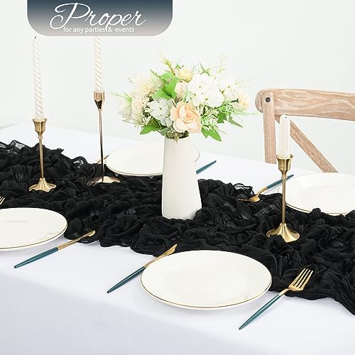 20 Pack Black Cheesecloth Table Runner 120 Inch 10FT Rustic Boho Gauze Cheese Cloth Table Runner for Wedding Party Baby Shower Thanksgiving Christmas Decoration - Image 4