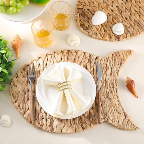 Set of 6 Fish Woven Placemats Water Hyacinth Nautical Placemats - Image 4