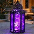 Vela Lanterns Decorative Indoor Lantern with LED Fairy Lights, Purple, L by VelaCandleLanterns