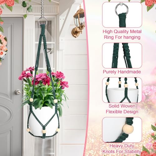 Hoteam 12 Pcs Macrame Plant Hangers Macrame Hanging Planters for Indoor Plants Handmade Boho Hanging Baskets Flower Pots Holder for Outdoor Home Wall Decor - Image 3
