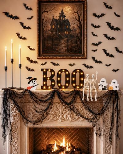 138PCS Halloween Mantel Decor Set, Boo Letters, Ghosts, Gothic Wall Decor by Unknown