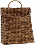 PINXIURY Water Hyacinth Hand Woven Basket, Wicker Hanging Wall Basket, handmade Decor & Storage Organizer for Entryway, Bathroom, Living Room, Farmhouse, and Front Door, 8.7 x 4.7 x 11.4 inch, Coffee by PINXIURY