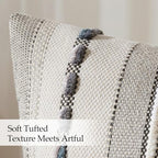 ANRODUO Boho Decorative Throw Pillow Covers Gray Stripe 18x18 Pack of 2 - Image 6