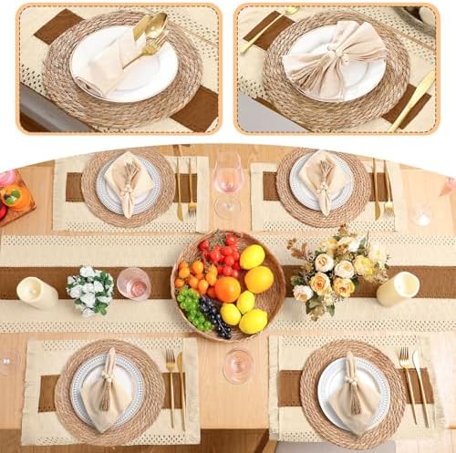 6 Sets Dining Table Decoration Boho Placemat, Caramel, 12x72 - Image 6
