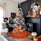 Fall Tree Skirt 45 Inch Orange Christmas Tree Skirt Ruffle - Image 3