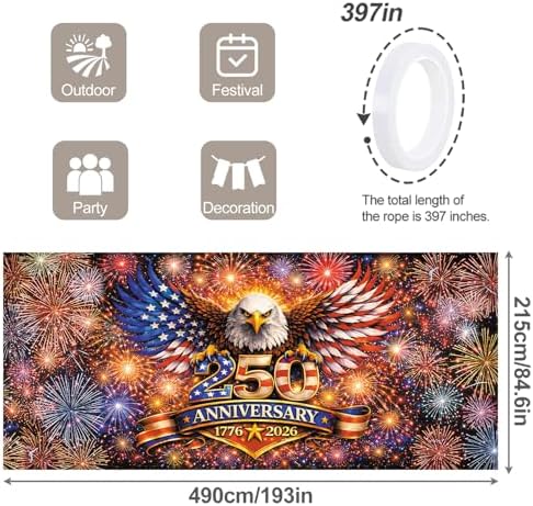 7 * 16FT Eagle flag God Bless The USA Garage Door Cover Decorations Independence Day Garage Door Banner for Outdoor Indoor Patriot Party Photography Backdrop - Image 4