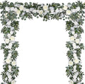 Lvydec 2 Pack Artificial Peony Flower Garland - 6ft Silk Peony Vine Willow Leaves and Eucalyptus Garland White Arch Flower Vine for Wedding Party Table Decoration (White) by Lvydec