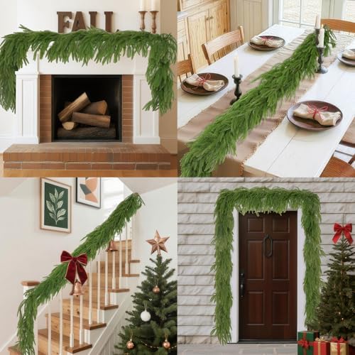 2 Pcs 6 FT Christmas Garland, Artificial Norfolk Pine Garland - Image 4