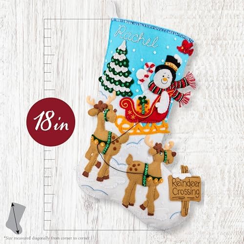 Bucilla Felt Applique 18" Stocking Making Kit, Reindeer Crossing, Perfect for DIY Arts and Crafts - Image 2