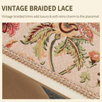 Floral Embroidered Table Runner 108 Inches Long Non-Slip Chenille, Beige - Image 5