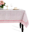 CPC Tablecloth 100% Cotton 60x90 Inch Indian Block Print Rectangle Table Cover, Washable Table Cloth for WeddingsSpring/Summer, Barbeque - Pink Sapphire by COTTONPRINTCLUB