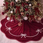 Foilswirl 48 Inch Burgundy Velvet Christmas Tree Skirt, Scallop Dedge by Foilswirl