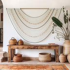 Macrame Wall Hanging Boho Wall Decor Beaded Fiber Art Handmade 57"W*35"L - Image 4