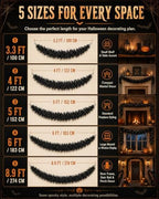 Halloween Fireplace Decor Set with LED Lights Black Vine Garland for Mantel - Image 6