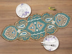 Lightnpro Beaded Christmas Table Runner 13x36 Inch - Teal Gold Paisley Design -Perfect Handmade Decorative Runner for Holiday, Thanksgiving, New Year, Winter Table Décor, Suitable Gift Every Occasion - Image 3
