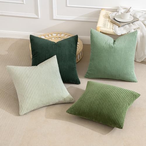 MIULEE Soft Corduroy Decorative Throw Pillow Covers Forest Green 20x20 - Image 4