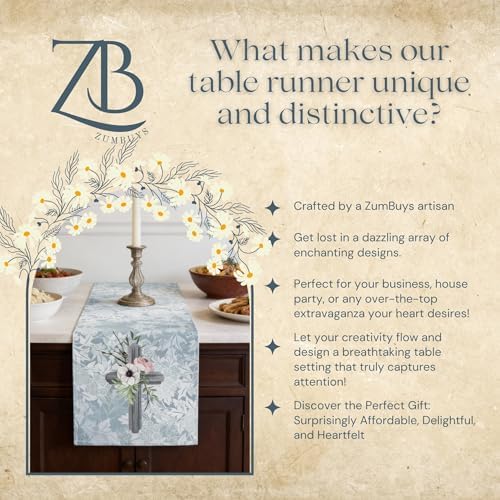 Everlasting Grace Table Runner – Christian Cross Floral Dining Table Décor, Faith-Inspired Christian Home Décor (16x72 Inch, Polyester) - Image 3