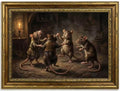 Gold Framed Dancing Rat Wall Art, Dark Academia Canvas Print, 16x12 by Qzzrin