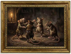 Gold Framed Dancing Rat Wall Art, Dark Academia Canvas Print, 16x12 by Qzzrin