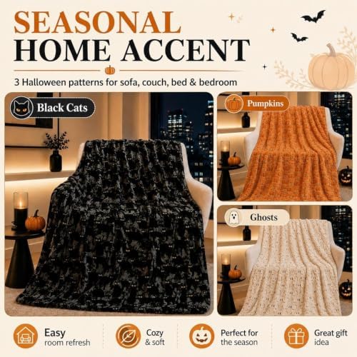 Halloween Throw Blanket Decorative Pattern for Sofa and Bedroom Fall Decor - Image 2
