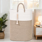 Woven Laundry Basket for Clothes, 50L Large Rectangle Laundry Hampers with Beads Tassel, Nursery Storage Basket for Toys, Tall Dirty Clothes Hamper for Bedroom Aesthetic, Laundry Room Organization - Image 6