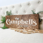 Personalized Family Name Sign – Custom Wooden Name Sign, Wedding Welcome Sign, Newlywed & Housewarming Gifts, Bridal Shower Gifts, Just Married Sign, Hickory Hollow Designs (Retro) - Image 3