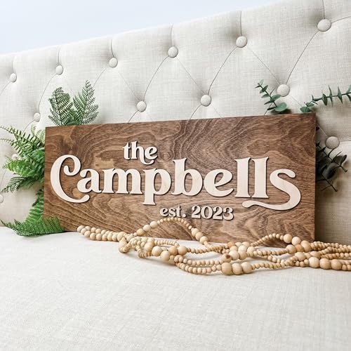 Personalized Family Name Sign – Custom Wooden Name Sign, Wedding Welcome Sign, Newlywed & Housewarming Gifts, Bridal Shower Gifts, Just Married Sign, Hickory Hollow Designs (Retro) - Image 3