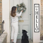 Surfapans Hey Hi Hello Welcome Sign For Front Porch Standing 45"X9" Large Outdoor Tall Wood Frame Vertical Wall Decor Rustic Farmhouse Outside Home Modern Front Door Board Decoration (Black) - Image 4