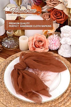 100 Pieces Cloth Napkins Terracotta Dinner Cheesecloth Napkins for Wedding,Wrinkled Cloth Napkins Bulk for Home Party Rustic Table Decoration, 17 x 17 Inch - Image 5