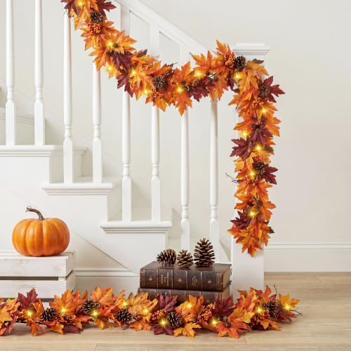 Ghrdopy 6Ft Fall Garland with 30 Lights & Timer Mantle Decor - Image 3