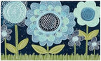 Studio M MatMates Decorative Folk Art Floral Floor Mat Insert Indoor or Outdoor Doormat Recycled Rubber Backing 18 x 30 Inch Blue Flowers - Image 3
