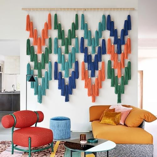 Macrame Wall Hanging Large Yarn Wall Art Boho Home Decor Handmade 47"W*39"L - Image 3
