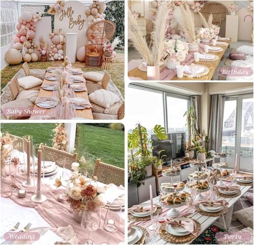 10 Pack Dusty Pink Spring Summer Cheesecloth Table Runners 35x120 Inches, 10FT Pink Table Runner Boho Gauze Cheese Cloth Table Runner for Wedding Baby Shower Birthday Party Decor - Image 4