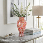 Red Hand Blown Glass Vase 11.8" Tall Beautiful Designer Flower Vase - Image 4