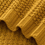 Waffle Knit Throw Blanket, Mustard Yellow Throw Blanket for Couch 50"x60" - Image 6