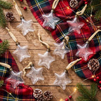 Xuhal 12 Pcs Christmas Glass Star Decor, Vintage Hanging Ornament, Clear - Image 3