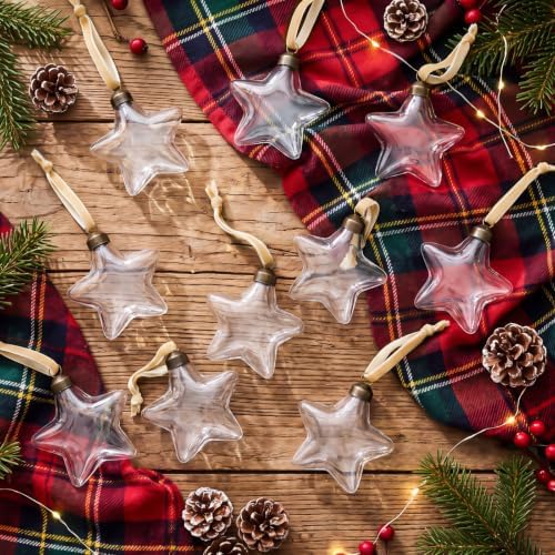 Xuhal 12 Pcs Christmas Glass Star Decor, Vintage Hanging Ornament, Clear - Image 3