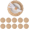 13.8" Set of 10 Round Woven Corn Husk Placemats by Laquedecraft by Laquedecraft