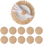 13.8" Set of 10 Round Woven Corn Husk Placemats by Laquedecraft by Laquedecraft
