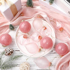 Zomiboo 12 Pcs Vintage Pink Glass Christmas Ball Ornaments Set 3.15" - Image 6