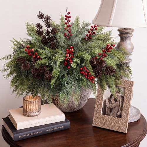 24 Artificial Cedar Stems, 17.5", with 3 Pine Cone Sprays and 8 Berry Picks - Image 6