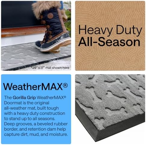 GORILLA GRIP WeatherMAX Door Mat, Indoor Outdoor, 47x35, Light Gray Bones - Image 3