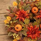 Fall Wreath for Front Door, 25inch Autumn Door Wreath with Pumpkin, Dahlia, Berries, Eucalyptus Leaves for Indoor Outdoor Wall Window Thanksgiving Harvest Festival - Image 2